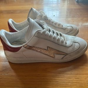 Isabel Marant Bryce Leather Lightning Bolt Sneakers. Size 38